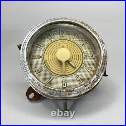 Vintage 1940s Ford Super Deluxe In Dash Clock 1947 1948 Art Deco Chrome Gauge