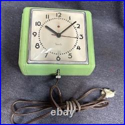 Vintage 1940s Green Westclox Art Deco Electric Wall Clock Works