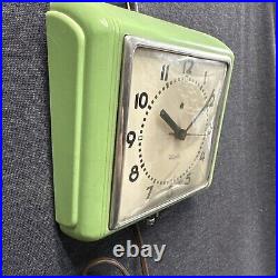 Vintage 1940s Green Westclox Art Deco Electric Wall Clock Works