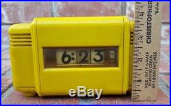Vintage 1950s Art Deco Yellow Plastic LAWSON 221 American Electric Clock