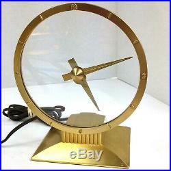 Vintage 1950s Jefferson Golden Hour Mystery Mantel Clock MCM Art Deco WORKS