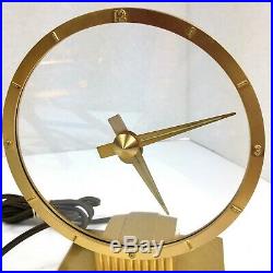 Vintage 1950s Jefferson Golden Hour Mystery Mantel Clock MCM Art Deco WORKS