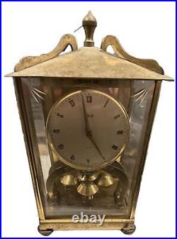 Vintage 1953 Schatz Germany Mid Century Brass Art Deco 400 Day Anniversary Clock