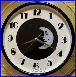 Vintage 1960's Hyman Products Art Deco Moon Wall Clock Stars Celestial Very Rare