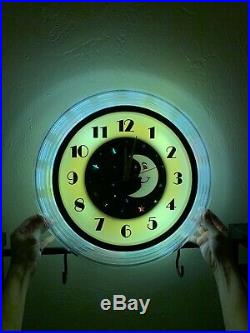 Vintage 1960's Hyman Products Art Deco Moon Wall Clock Stars Celestial Very Rare