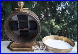 Vintage 1970s Brass WORLD TIME Battery CLOCK Bubble / Convex Magnification Face