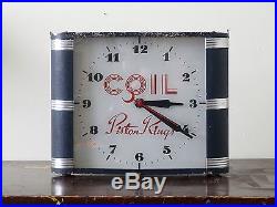 Vintage 30s ART DECO light wall Advertising Clock Industrial COIL PISTON RINGS