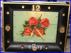 Vintage 50s Four Roses Whiskey Lighted Sign Clock Art Deco Vintage