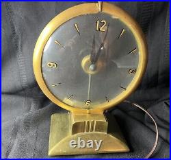 Vintage 50s Haddon Electric Clock Lighted Hour 500-U MCM Art Deco Lighted