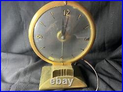 Vintage 50s Haddon Electric Clock Lighted Hour 500-U MCM Art Deco Lighted