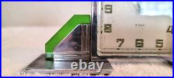 Vintage ART DECO 8 Day 6 Rubis Wind Up Shelf or Mantle Clock Chrome Green Glass