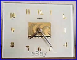 Vintage ART DECO GENERAL ELECTRIC GE Model #5F50 ELECTRIC CLOCK Glass Mirage