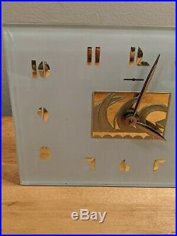 Vintage ART DECO GENERAL ELECTRIC GE Model #5F50 ELECTRIC CLOCK Glass Mirage