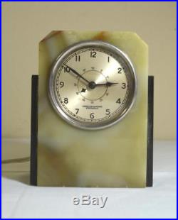 Vintage ART DECO HAMILTON Sangamo Synchronous Table Clock Alabaster Marble