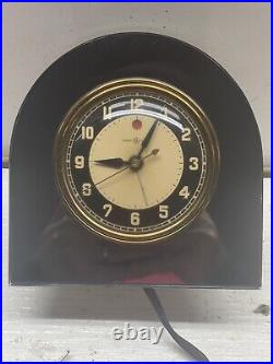 Vintage ART DECO Mirror Glass General Electric Alarm Clock 7F76 Needs Cord