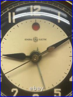 Vintage ART DECO Mirror Glass General Electric Alarm Clock 7F76 Needs Cord