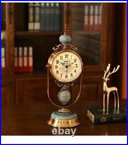 Vintage American Clock Art Handmade Ceramic Silent Swing Table Clock Decor Gifts