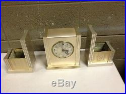 Vintage Antique 40s 50s Art Deco Mantel Clock Norben Ware Aluminum Mid Century