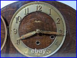 Vintage Antique Art Deco German Mantel Clock, Mauthe, 3 Train, Chime and Strike