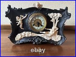 Vintage Antique Art Deco Waterbury GOLDEN GODDESS NUDE FEMALE LADY Wind Up Clock