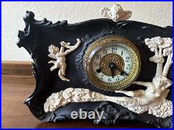 Vintage Antique Art Deco Waterbury GOLDEN GODDESS NUDE FEMALE LADY Wind Up Clock