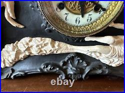 Vintage Antique Art Deco Waterbury GOLDEN GODDESS NUDE FEMALE LADY Wind Up Clock