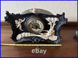 Vintage Antique Art Deco Waterbury GOLDEN GODDESS NUDE FEMALE LADY Wind Up Clock