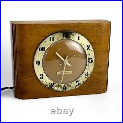 Vintage Antique Art Deco wood seth thomas clock plugs in mantel