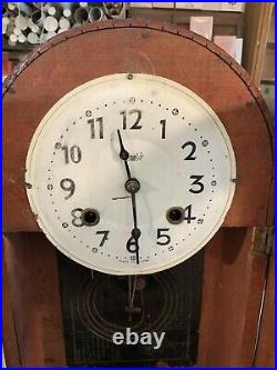 Vintage Antique Mantel Kitchen Gingerbread Clock With Pendulum & Key Chinese