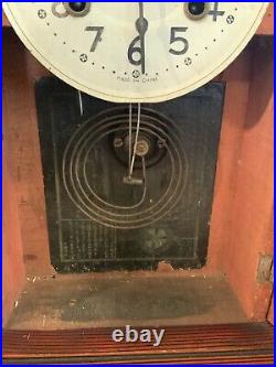 Vintage Antique Mantel Kitchen Gingerbread Clock With Pendulum & Key Chinese