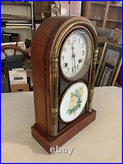 Vintage Antique Mantel Kitchen Gingerbread Clock With Pendulum & Key Chinese