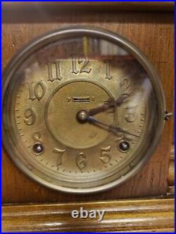 Vintage Antique Wooden Mantel Clock with Ornate Lions Metal Feet Art Deco Design