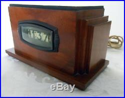 Vintage Art Deco Adler-Royal Mantel Flip Clock Wooden Case