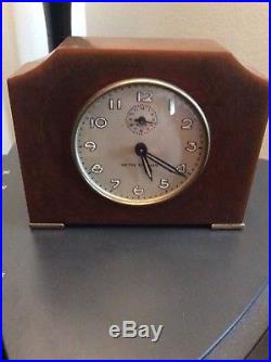 Vintage Art Deco Bakelite Alarm Clock Greenish Swirl Seth Thomas 1930's