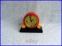 Vintage Art Deco Bakelite Clock Catalin Burgundy Butterscotch Black Benedict 30s