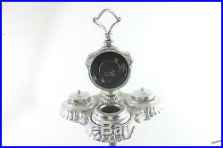 Vintage Art Deco Chrome Ashtray Stand With Clock Slag Marble Pipe Holder