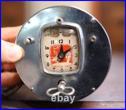 Vintage Art Deco Clock Electric Range Timer USA Chrome wind up key oven turkey
