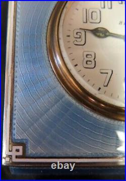 Vintage Art Deco Enamel & Sterling Silver Desk Clock