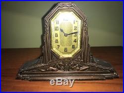 Vintage Art Deco Frankart USA Clock Double Nude Two Women 1920s Brown Works