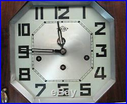 Vintage Art Deco French Girod Morbier Jura Wall Clock 1/4 Strike Serviced
