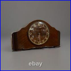 Vintage Art Deco German Heco Wooden Mantel Clock withPendulum and Key