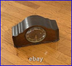 Vintage Art Deco German Heco Wooden Mantel Clock withPendulum and Key