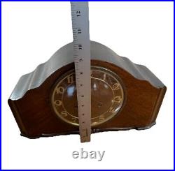 Vintage Art Deco German Heco Wooden Mantel Clock withPendulum and Key