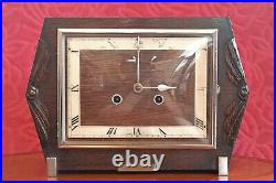 Vintage Art Deco'Haller' 8-Day Movement Oak Veneered Striking Mantel Clock