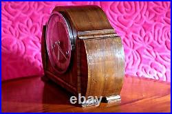 Vintage Art Deco Haller 8-Day Walnut Case Striking Mantel Clock