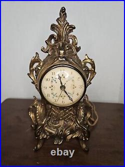 Vintage Art Deco Mantel Clock Gilded Gold Brass