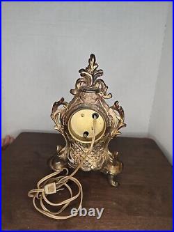 Vintage Art Deco Mantel Clock Gilded Gold Brass