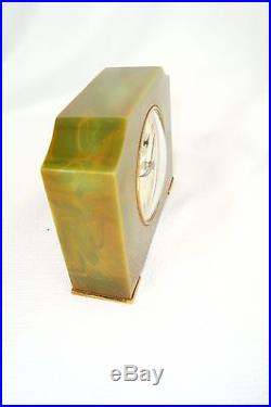 Vintage Art Deco Marbled Green Bakelite Catalin Seth Thomas Alarm Clock