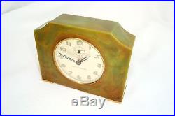 Vintage Art Deco Marbled Green Bakelite Catalin Seth Thomas Alarm Clock