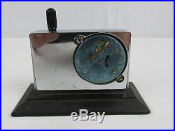 Vintage Art Deco Match King Striker with Clock Table Lighter Chrome & Plastic RARE